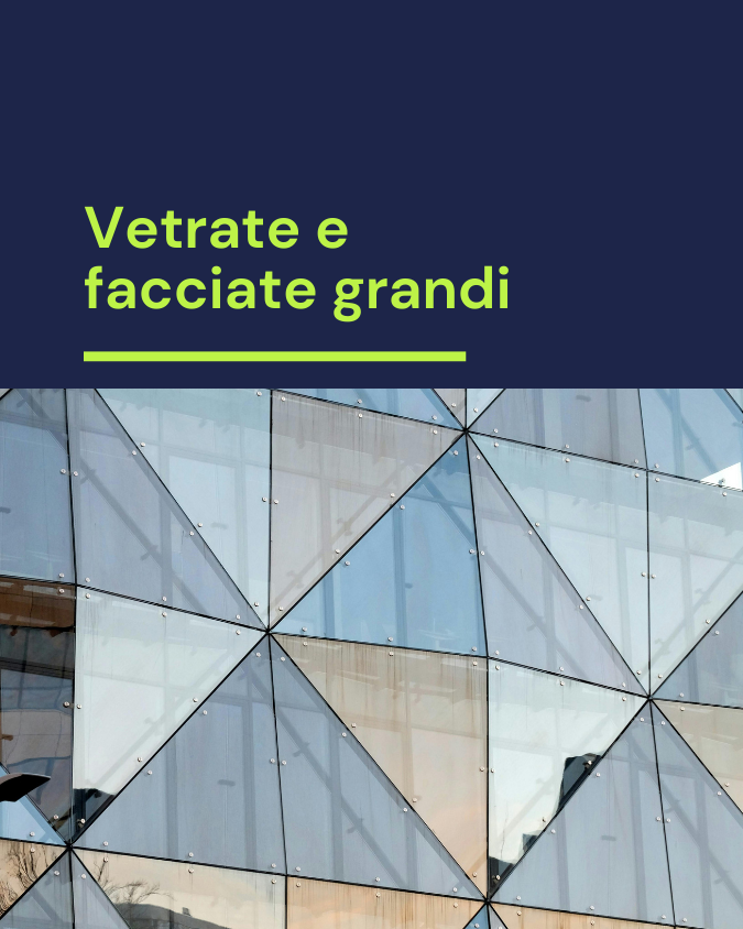 Pulizia professionale di vetri vetrate e facciate in alta quota in tutto il Ticino